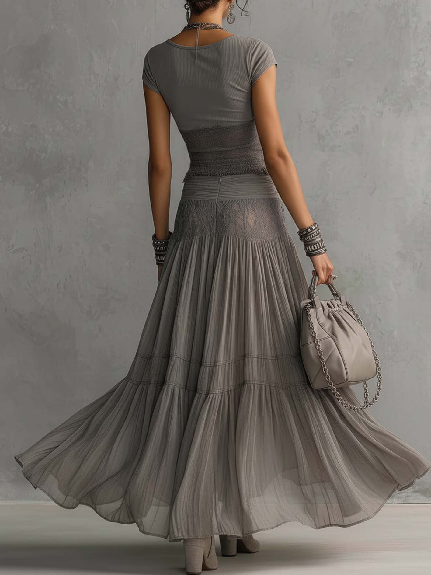 ESTHER - KNIT AND CHIFFON LACE SET – image 2