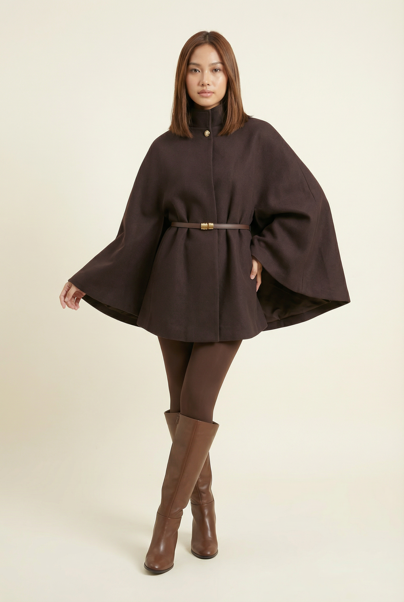 Soline Mid-Length Cape – Brown – image 4