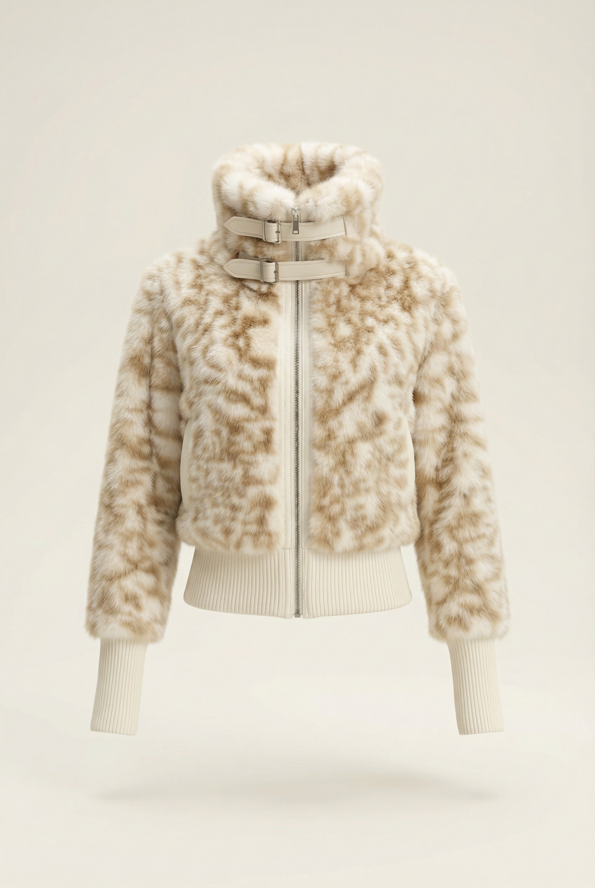 Julie Short Jacket with Stand Collar – Beige & Brown – image 10