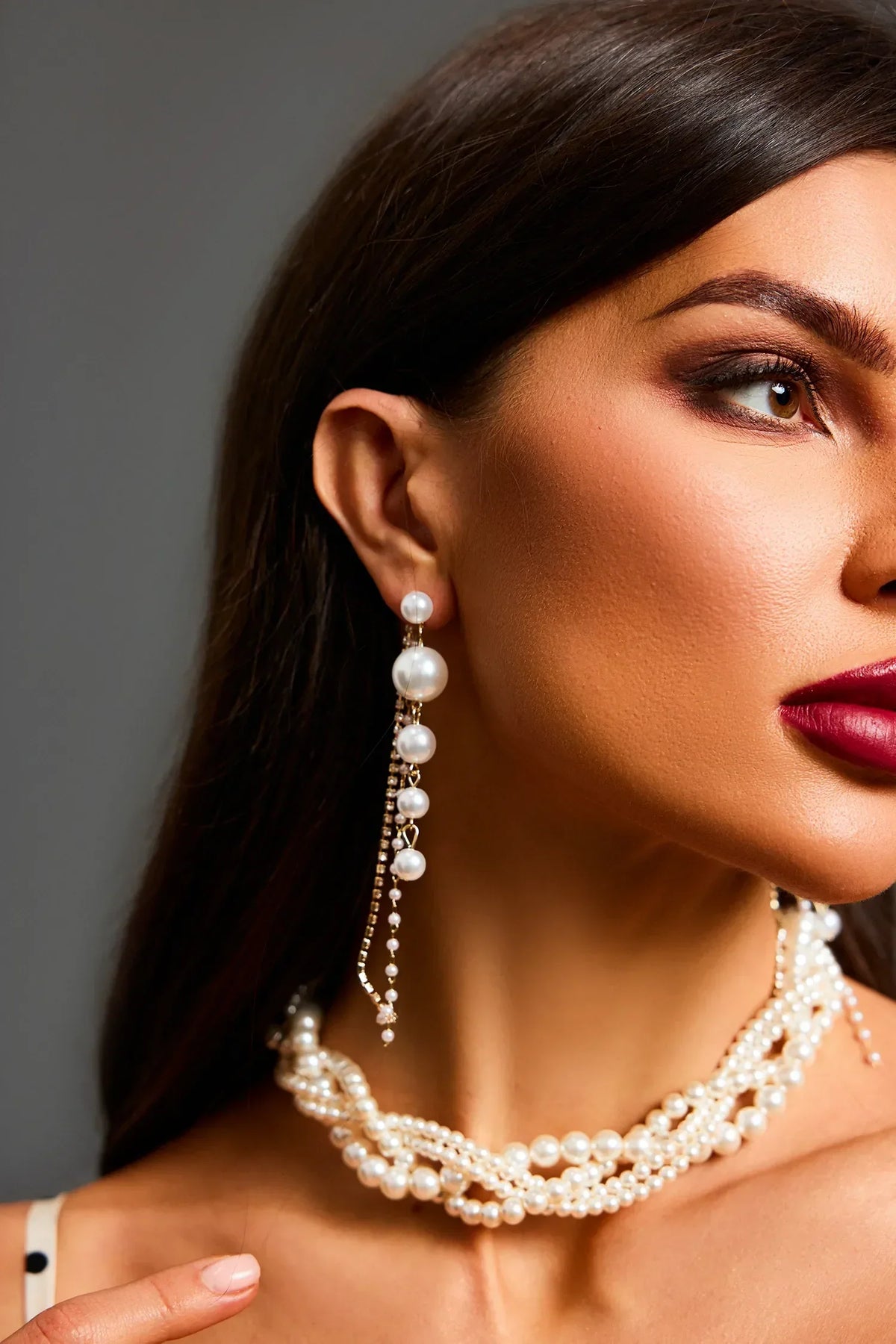 Amalia Earrings – Cascading Pearls – image 1