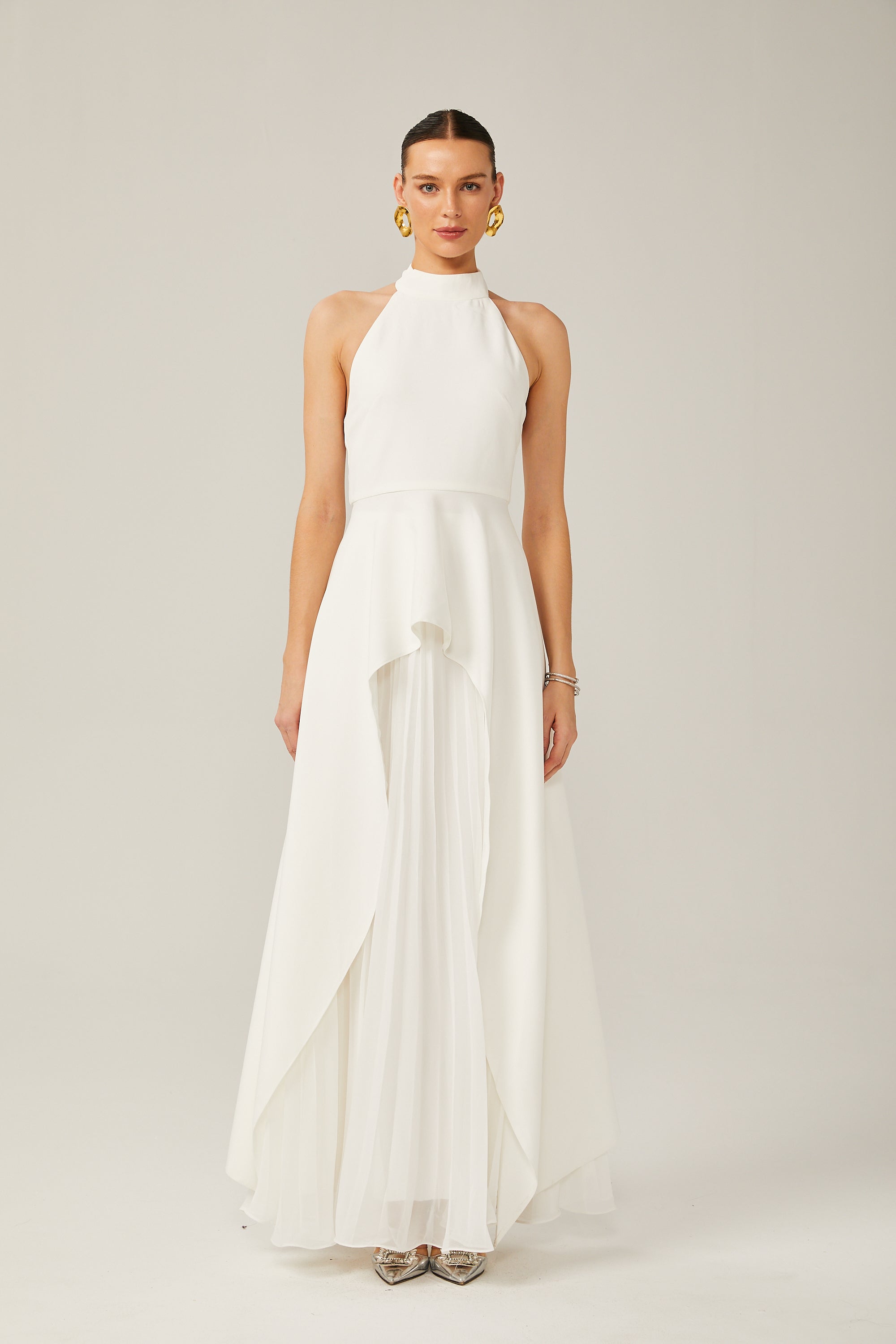 Inés halterneck layered long dress – image 8