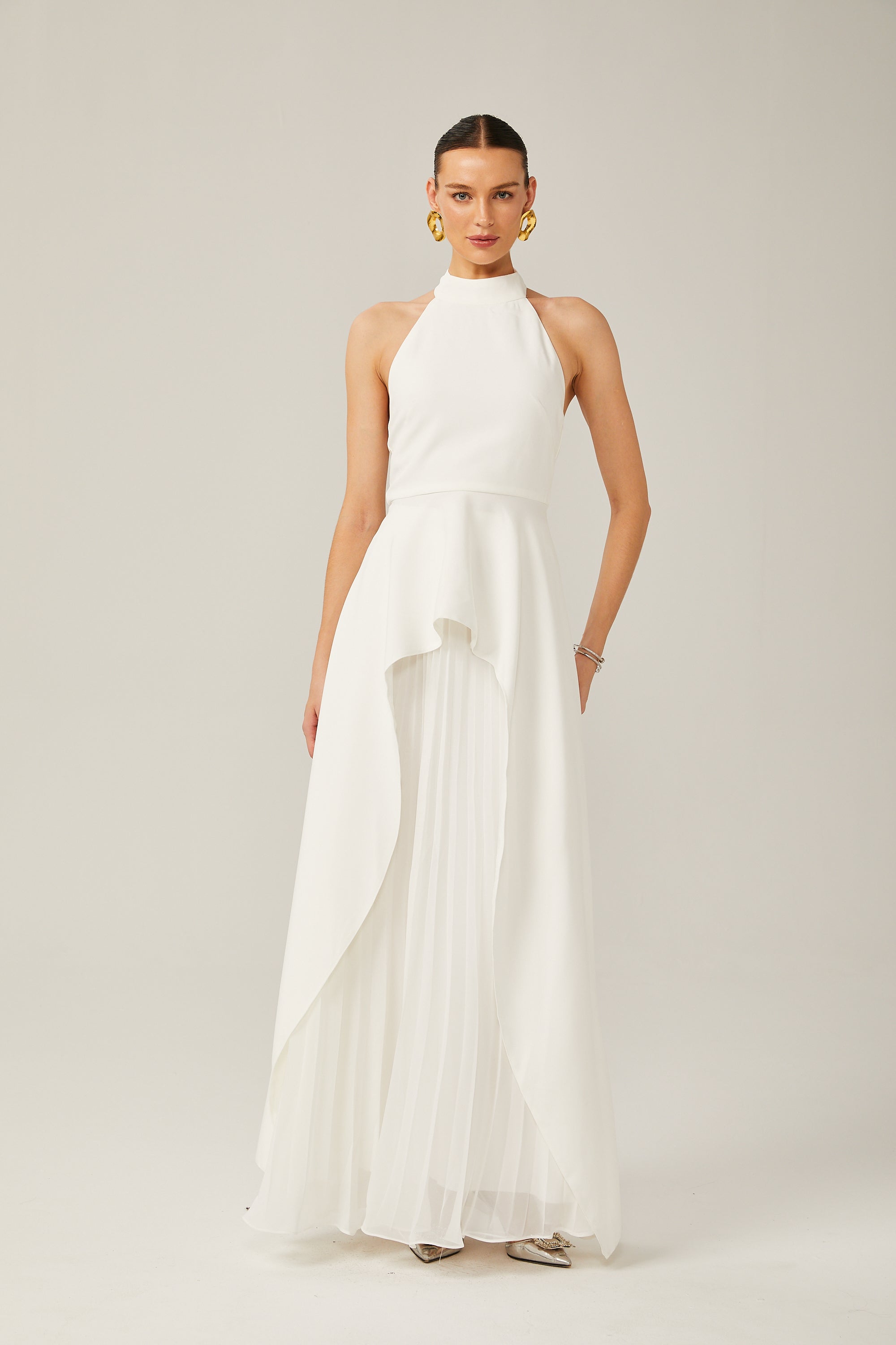 Inés halterneck layered long dress – image 9