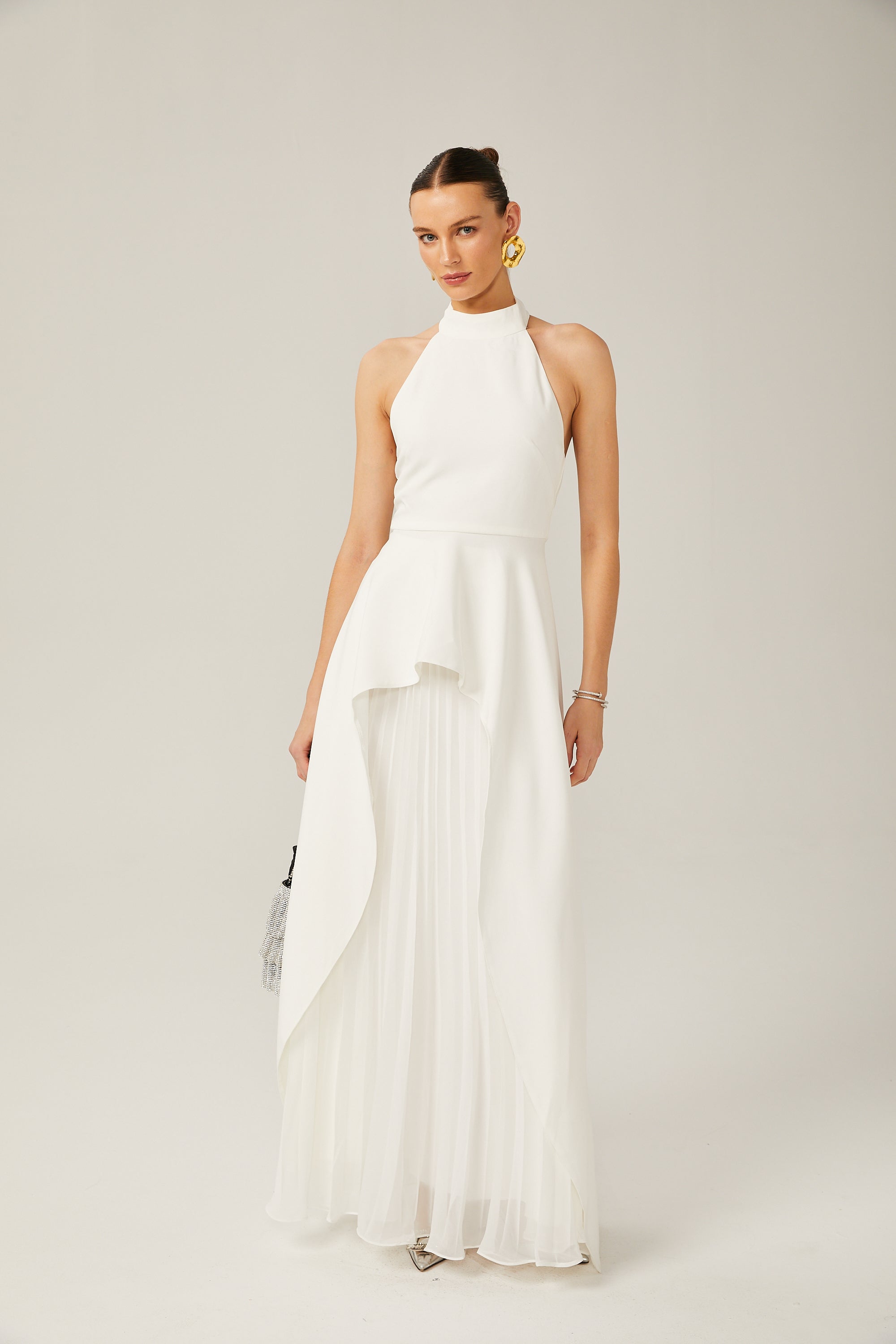Inés halterneck layered long dress – image 10