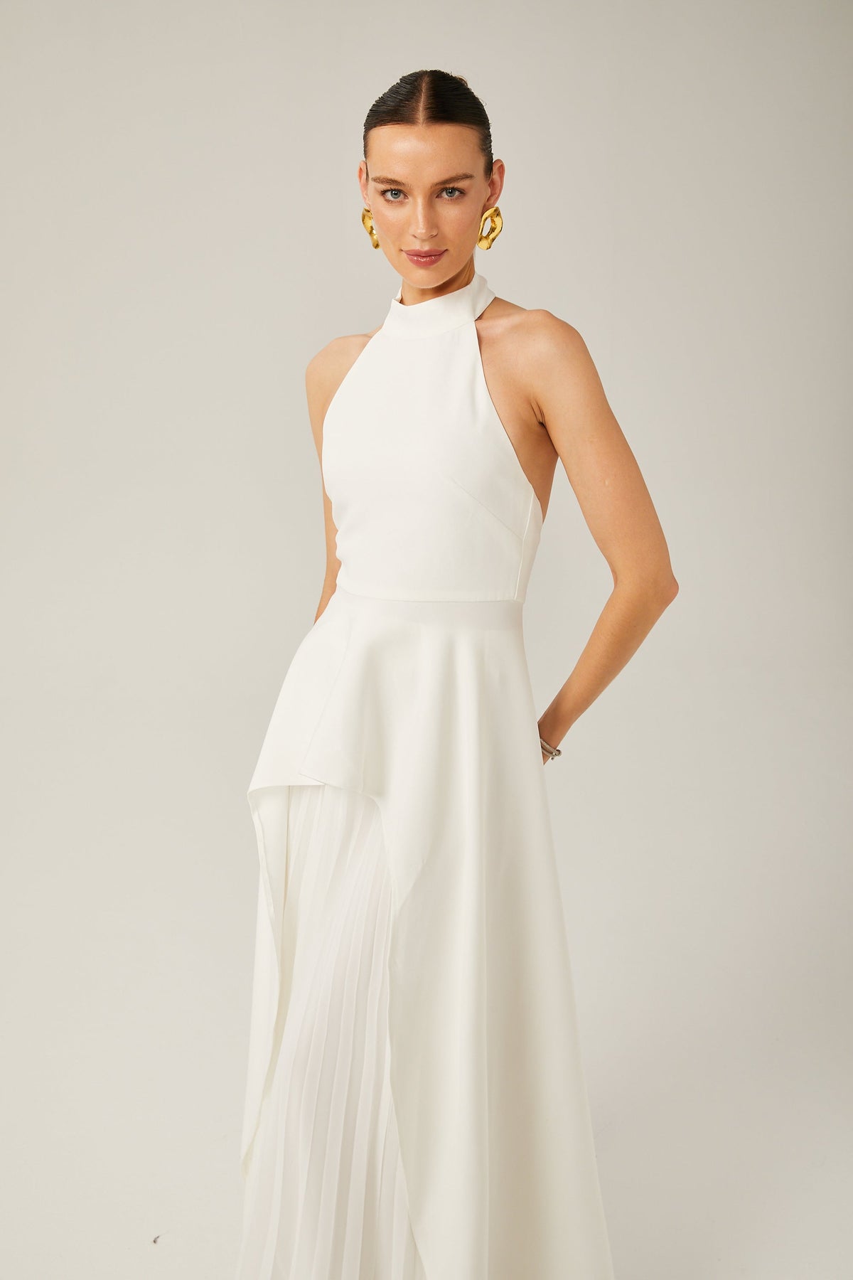 Inés halterneck layered long dress – image 14