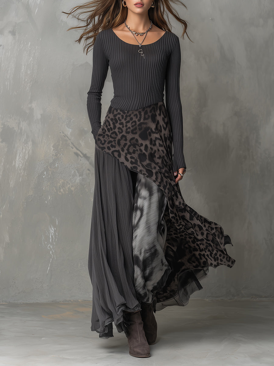 Martina – Long bohemian-style dress with leopard print – image 1