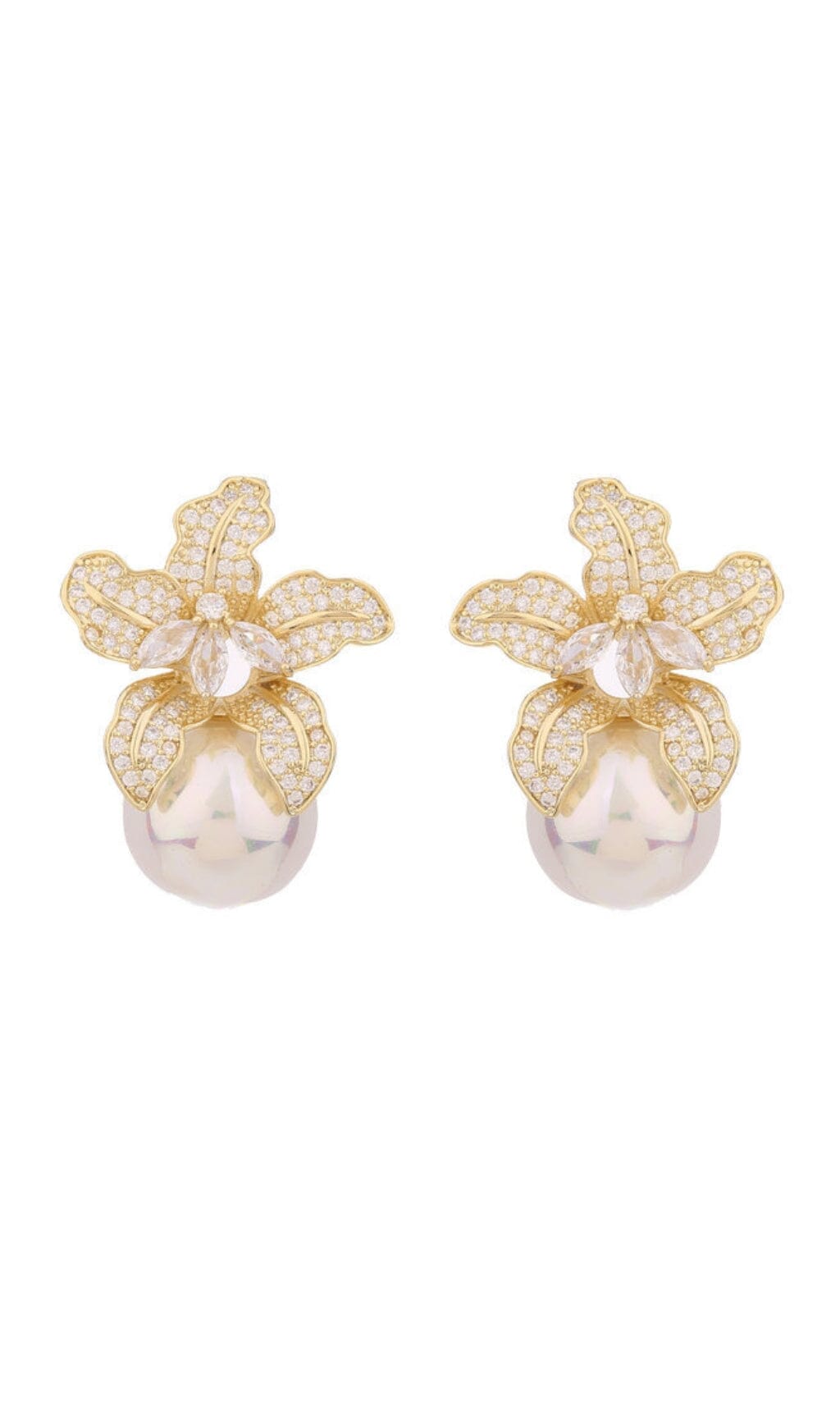Amara Gold Pearl Earrings – image 1