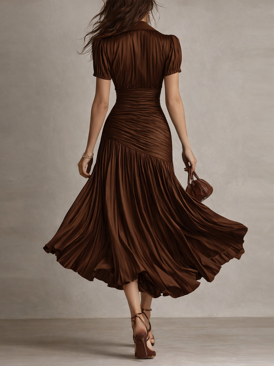 Sophia – Retro Striped Satin Midi Dress – image 10