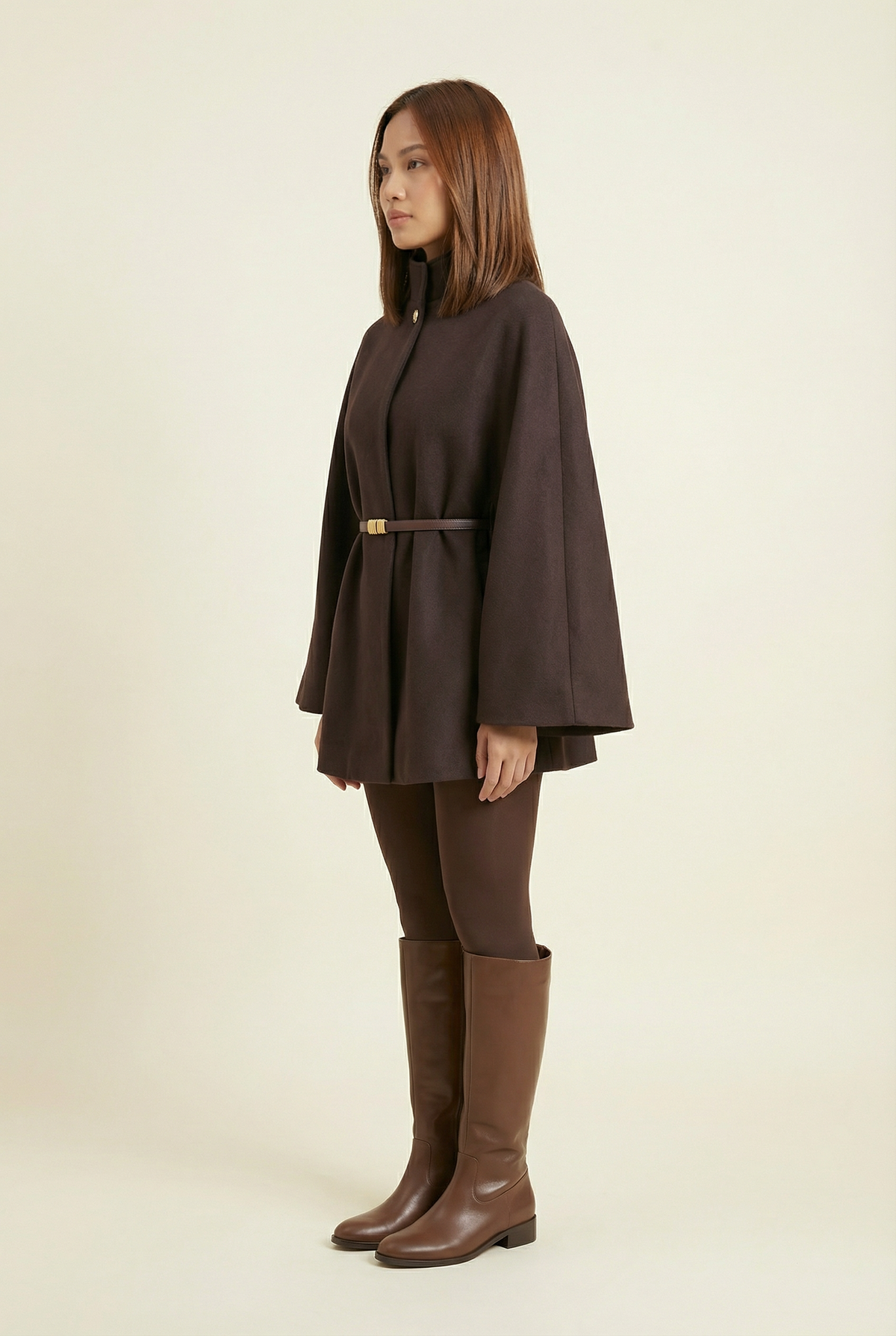 Soline Mid-Length Cape – Brown – image 3