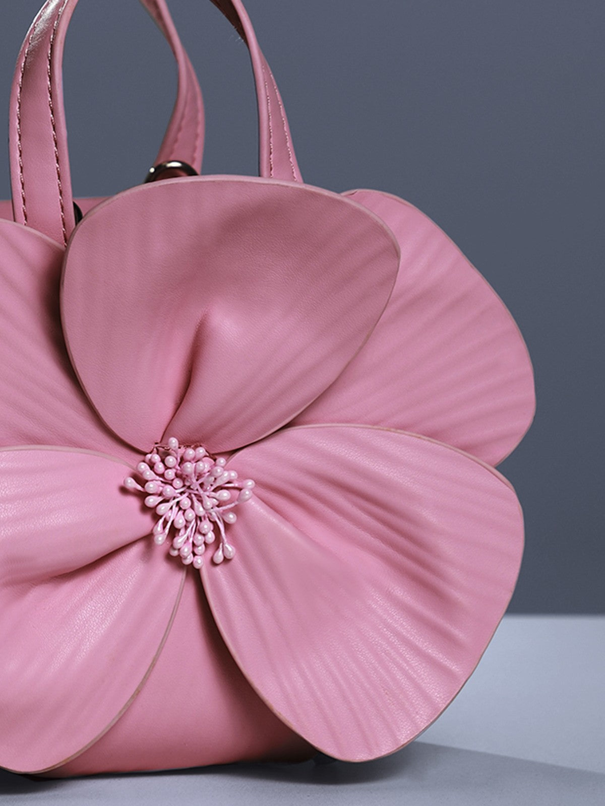 Acsah Leather Flower Bag In Pink – image 3