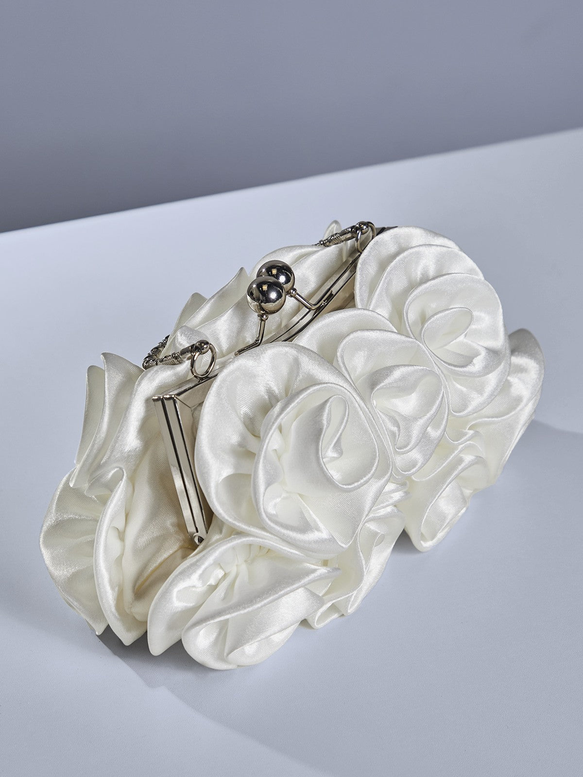 Adahy Flower Satin Bag In White – image 3