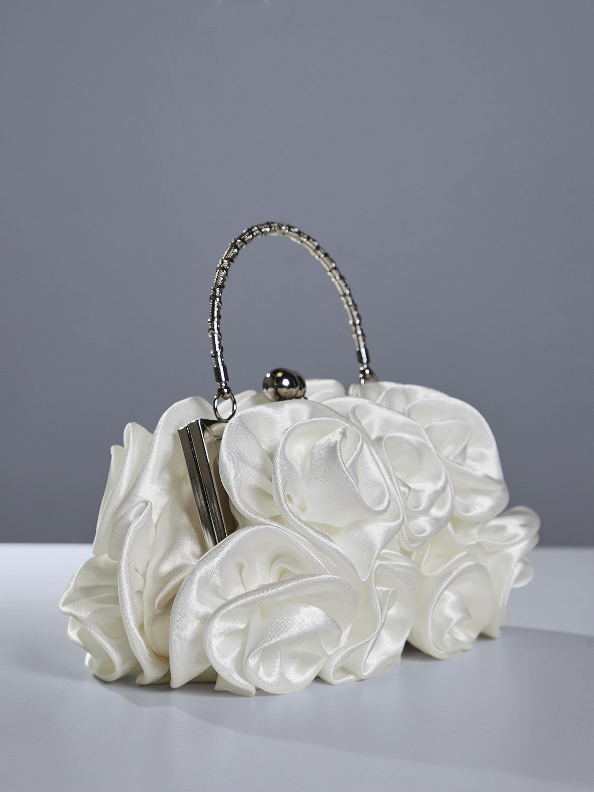 Adahy Flower Satin Bag In White – image 2
