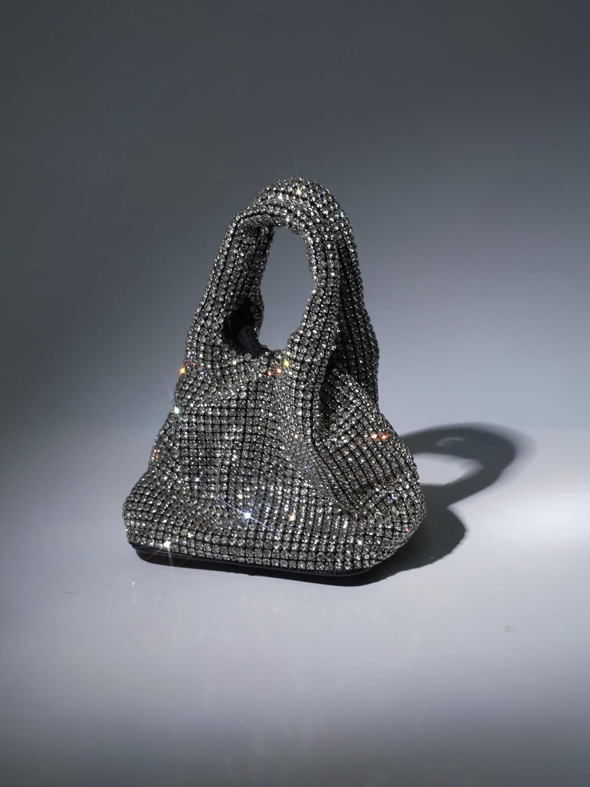 Bellatrix Crystal Bucket Bag In Silver – image 1