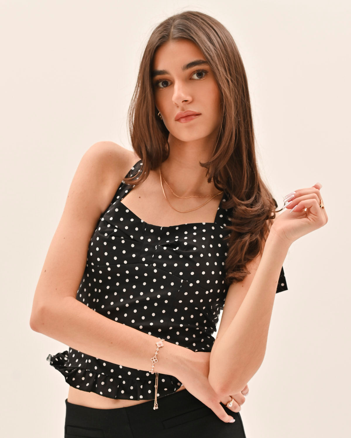 Athena Polka Dot Top - Black – image 2