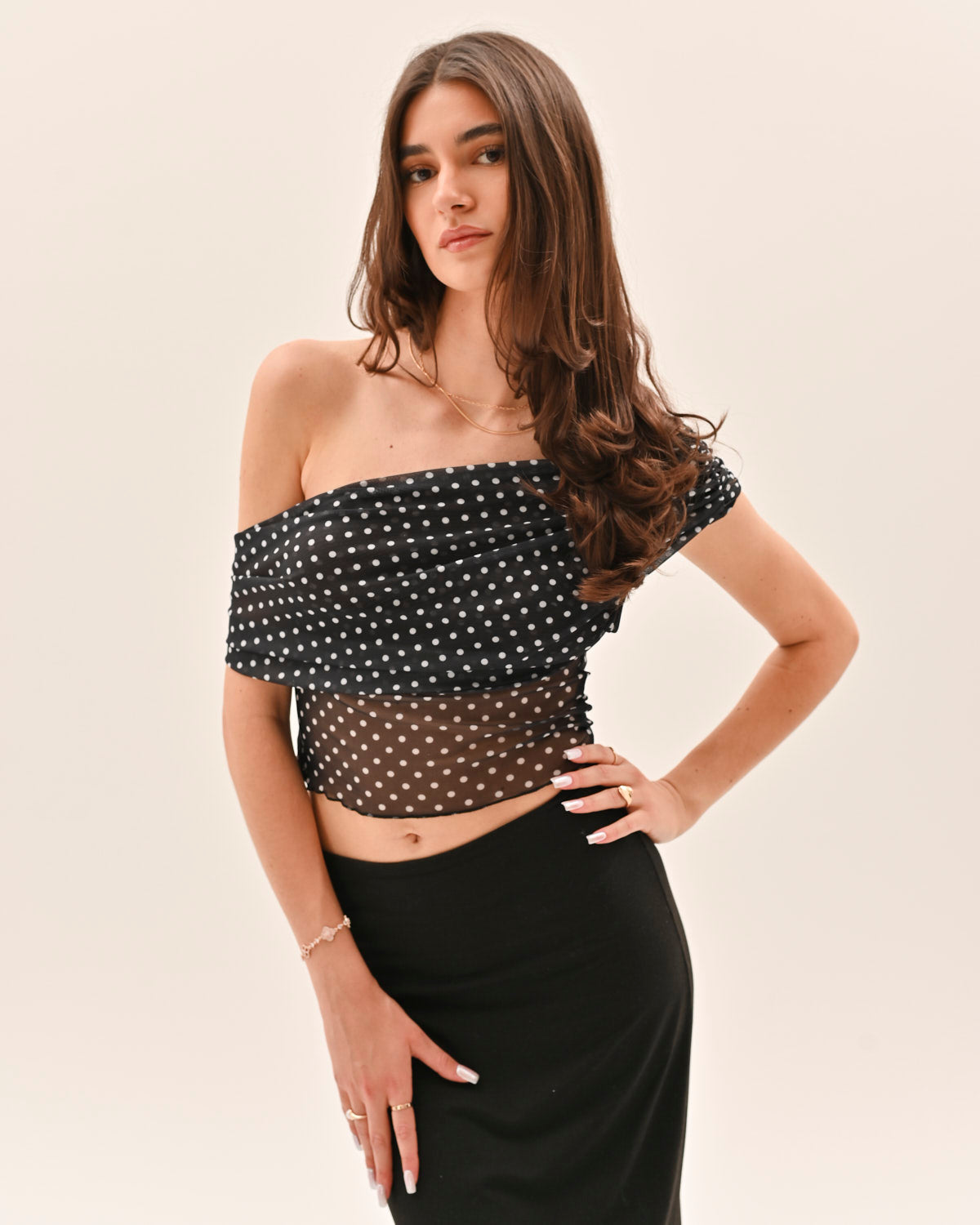 Allura Polka Dot Top - Black – image 1