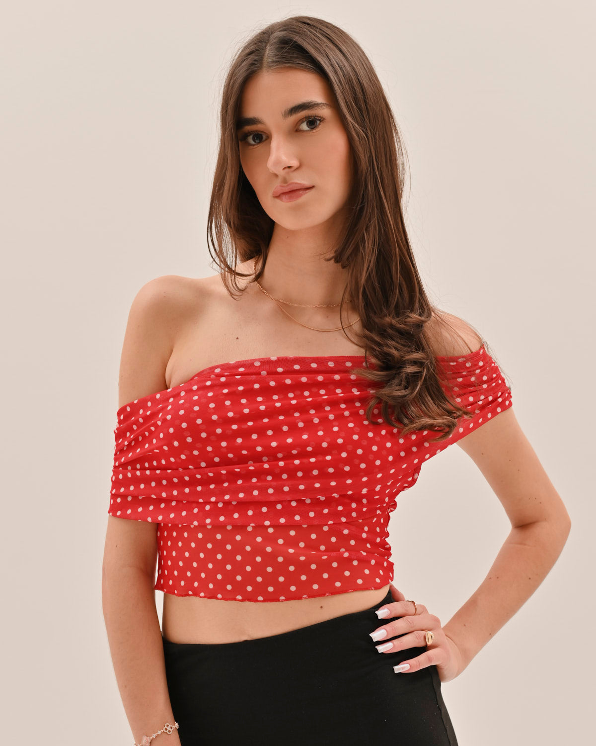 Allura Polka Dot Top - Red – image 1