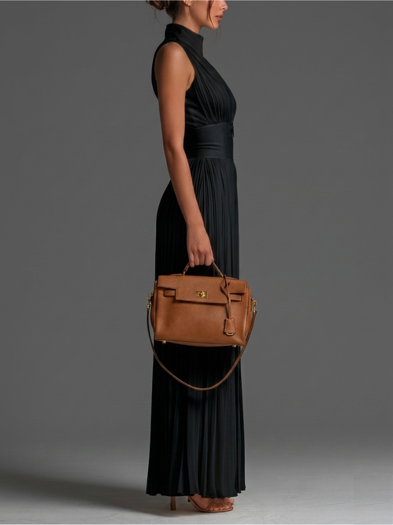 Zsófia Set – Black Pleated Chiffon Set – image 4
