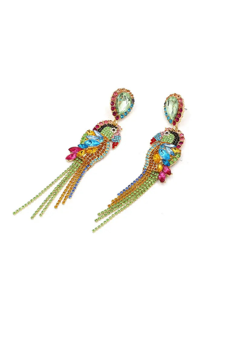 Opal Parrot Diamante Earrings – image 4