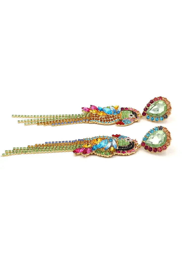 Opal Parrot Diamante Earrings – image 3