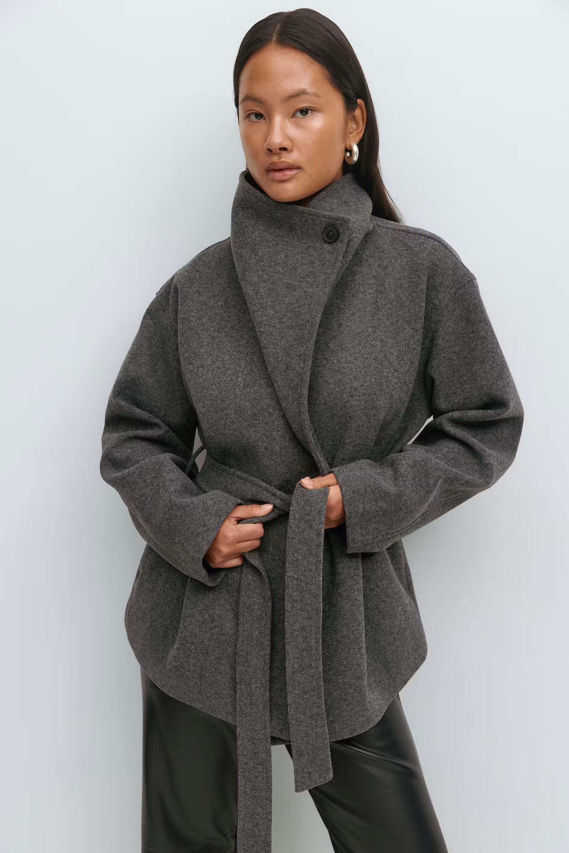 Alma Mid-Length Coat – Gray – image 1