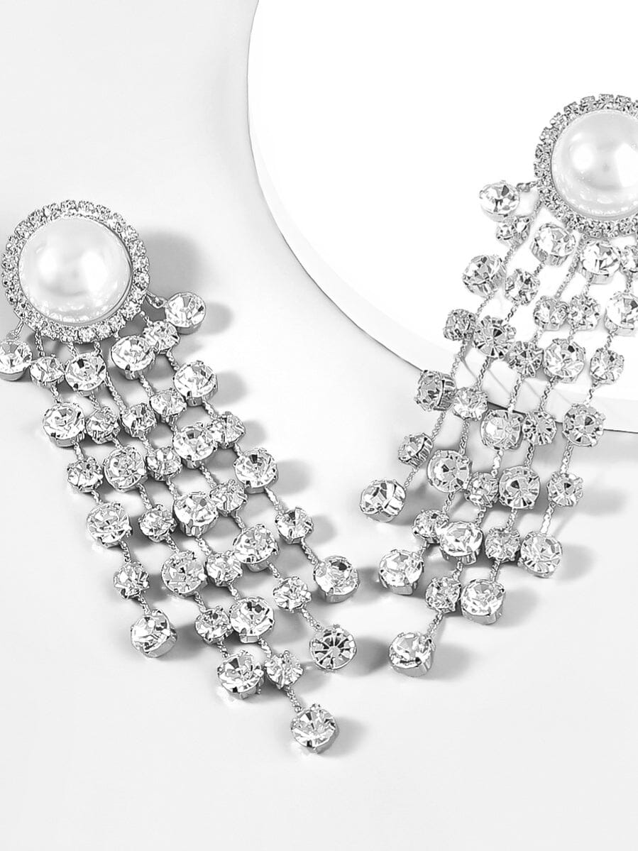 Emersyn Pearl Crystal Tassel Earrings – image 4