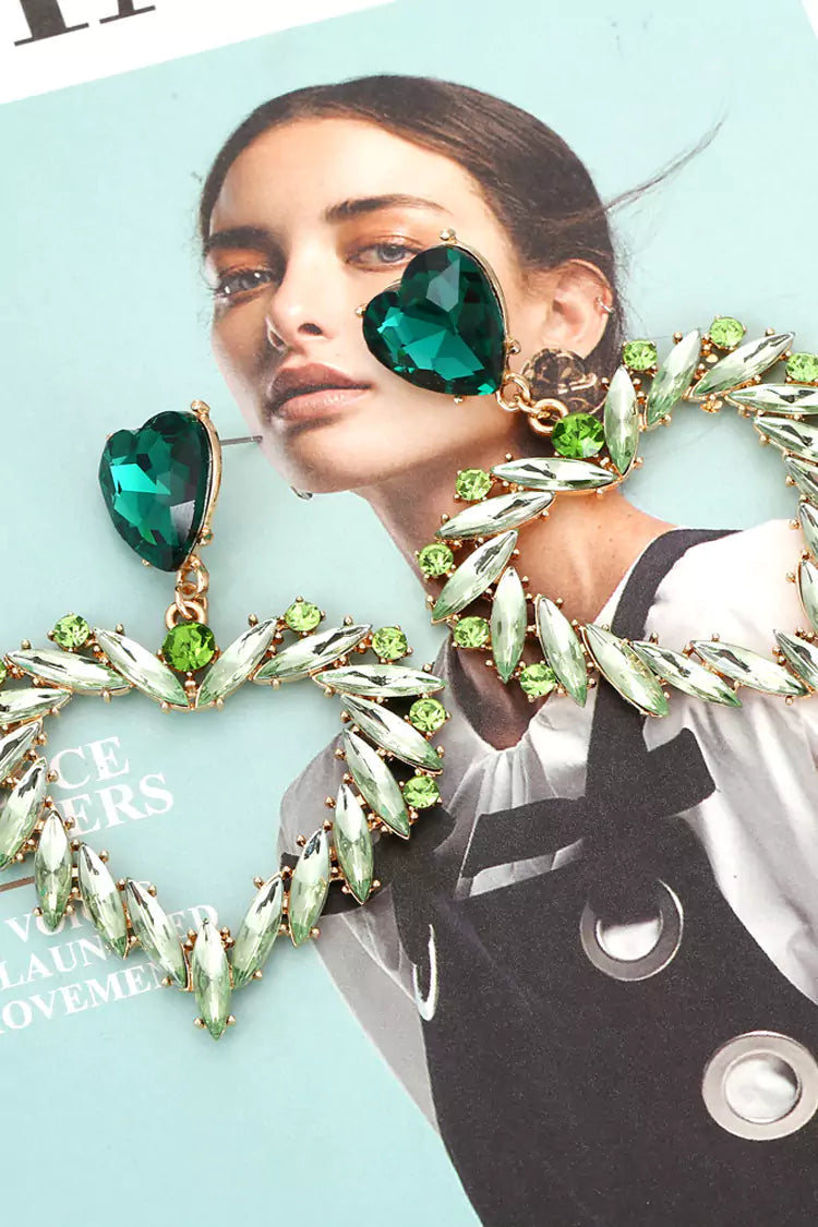 Ajaz Green Heart Earrings – image 2