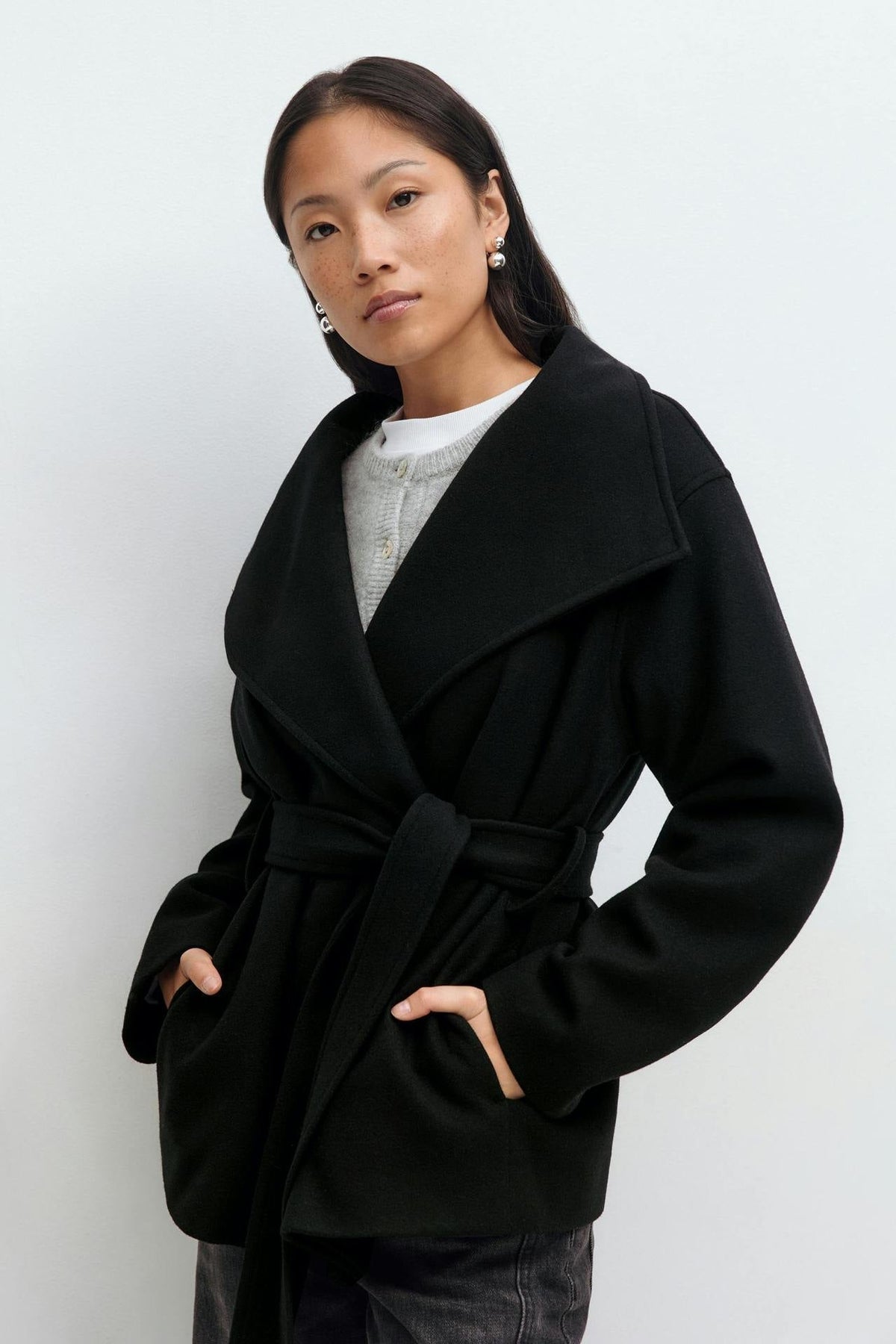 Alma Mid-Length Coat – Black – image 2