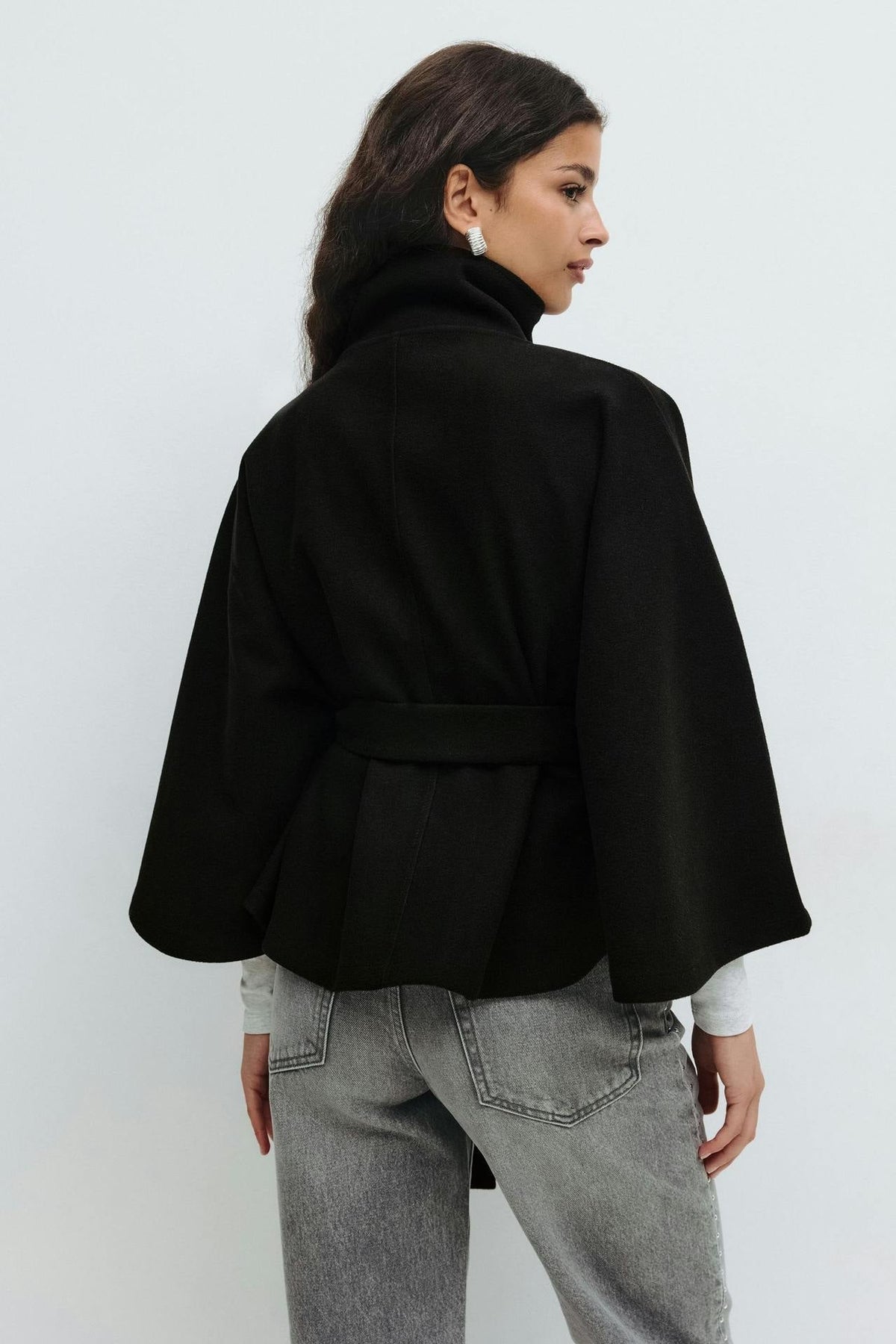 Capella Short Cape Coat – Black – image 3