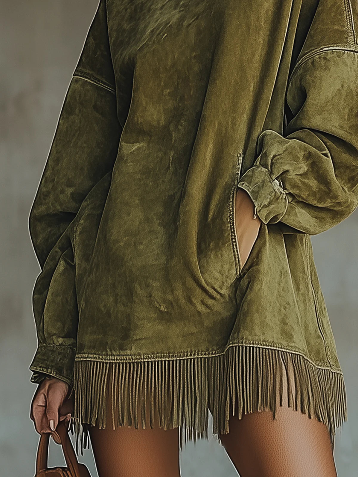 Amalia – High-Neck Suede Fringe Dress – image 5