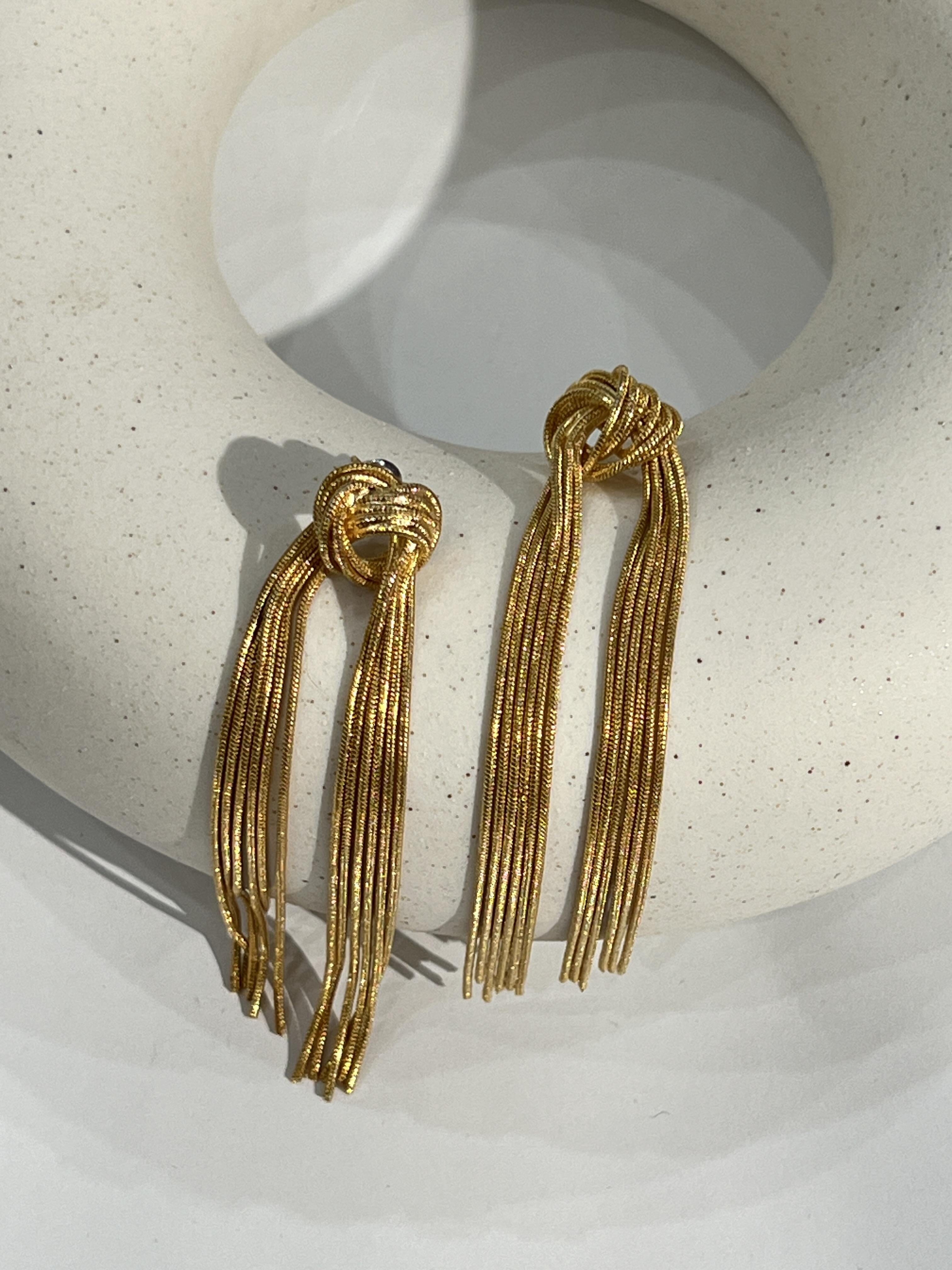 Phoenix Gold Tied Tassel Earrings – image 2