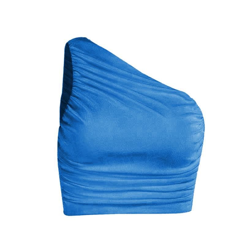 Halibuy Double-layered sleeveless one shoulder ruched top – image 11