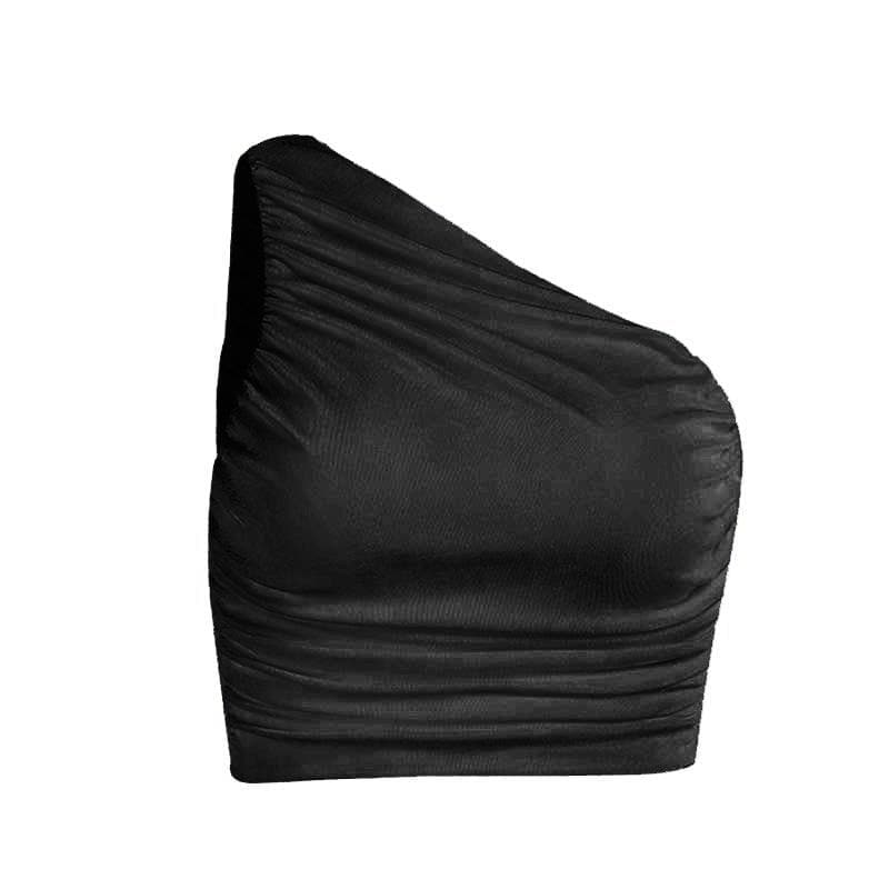 Halibuy Double-layered sleeveless one shoulder ruched top – image 10