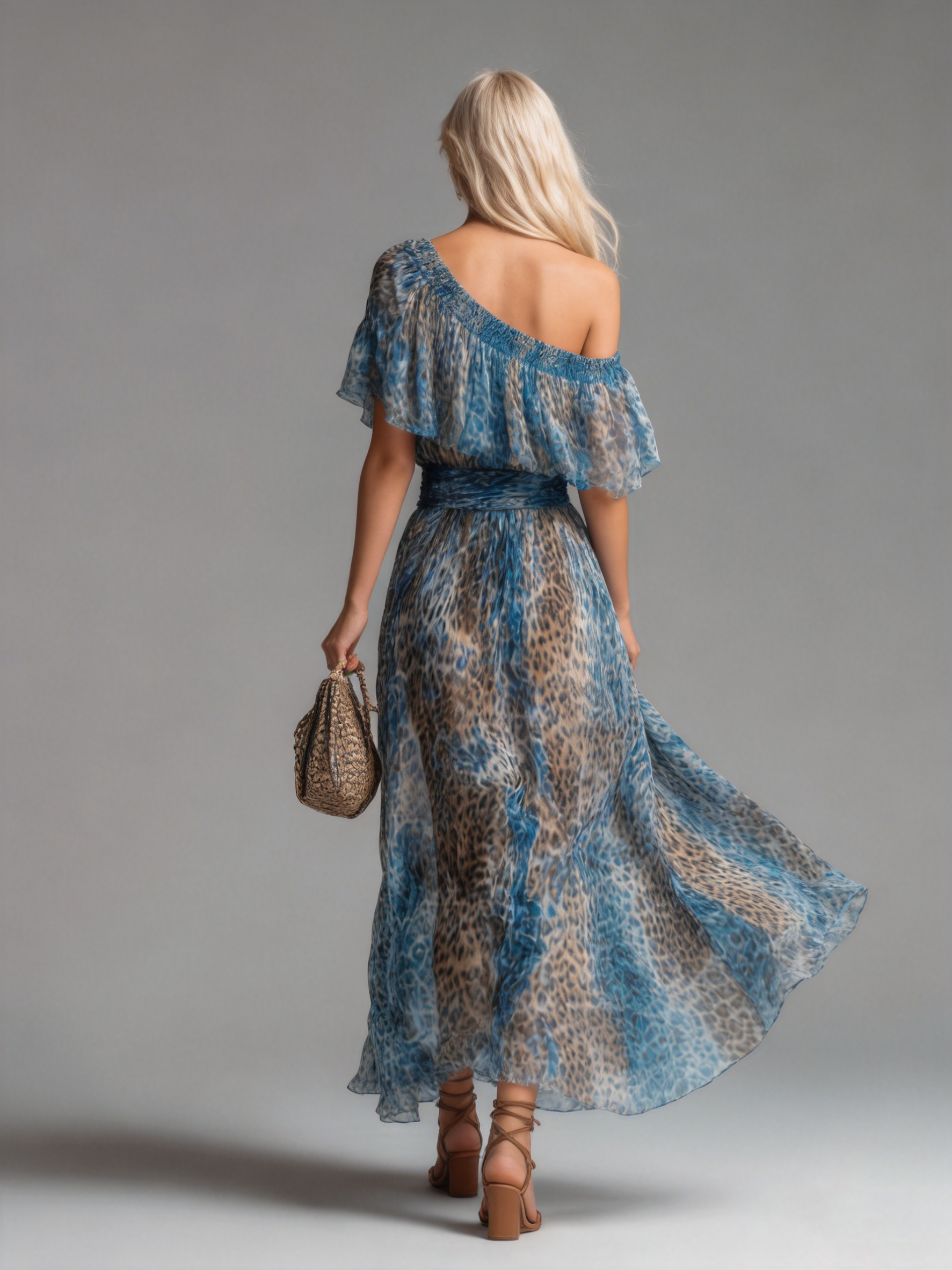 Selvaggia – Leopard Print Off-Shoulder Chiffon Maxi Dress – image 2