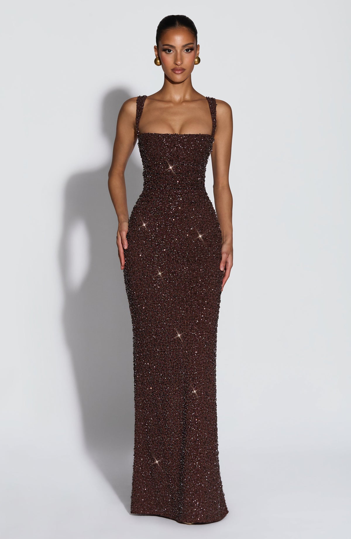 Calanthe Maxi Dress - Plum Brown Sparkle – image 1