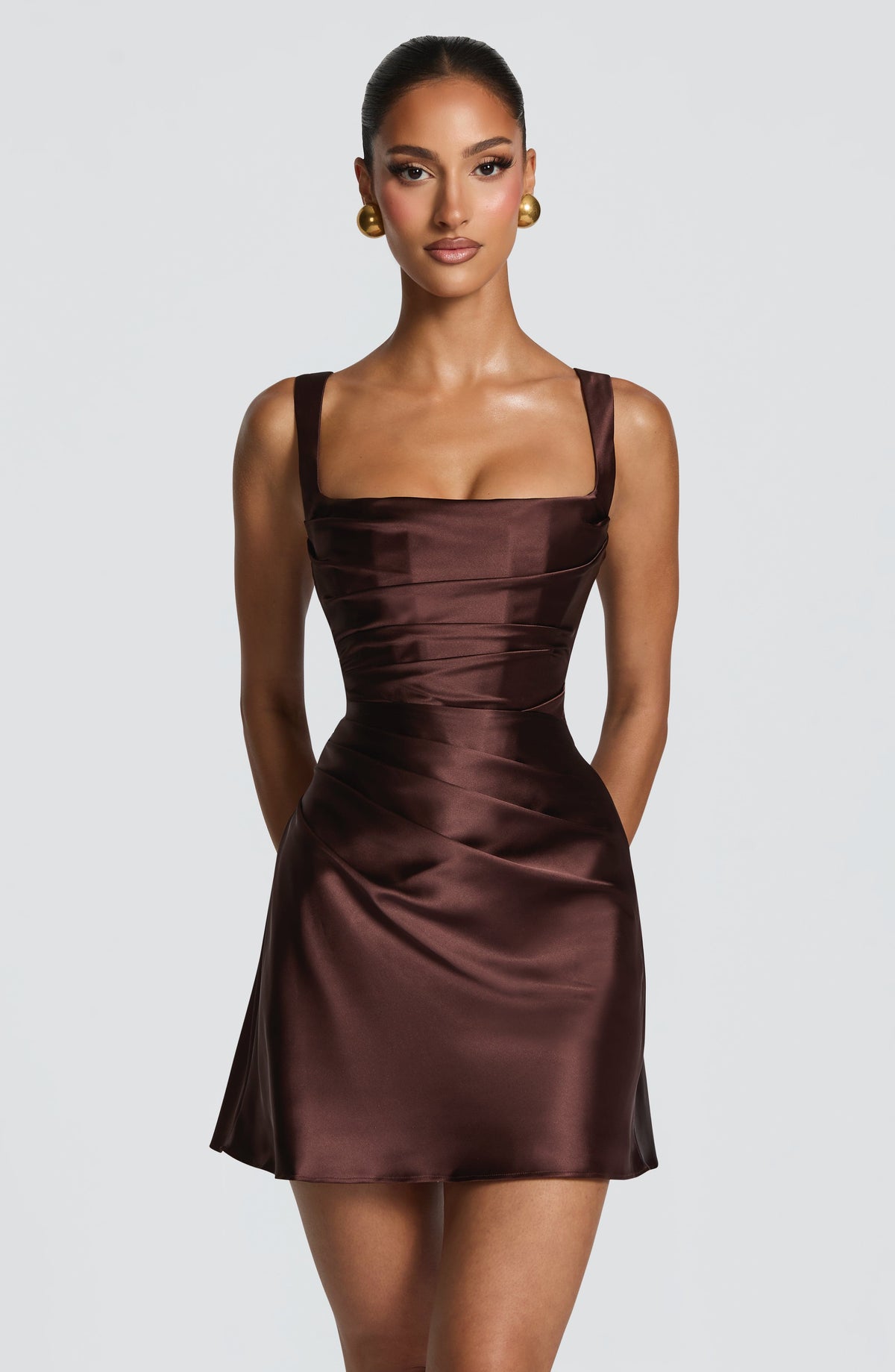 Calanthe Mini Dress - Plum Brown – image 1