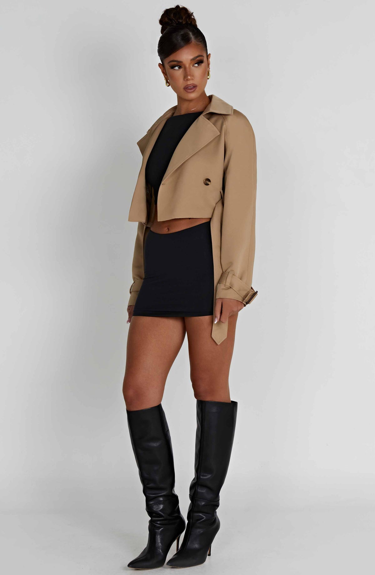 Caprice Cropped Trench Coat – Beige – image 9