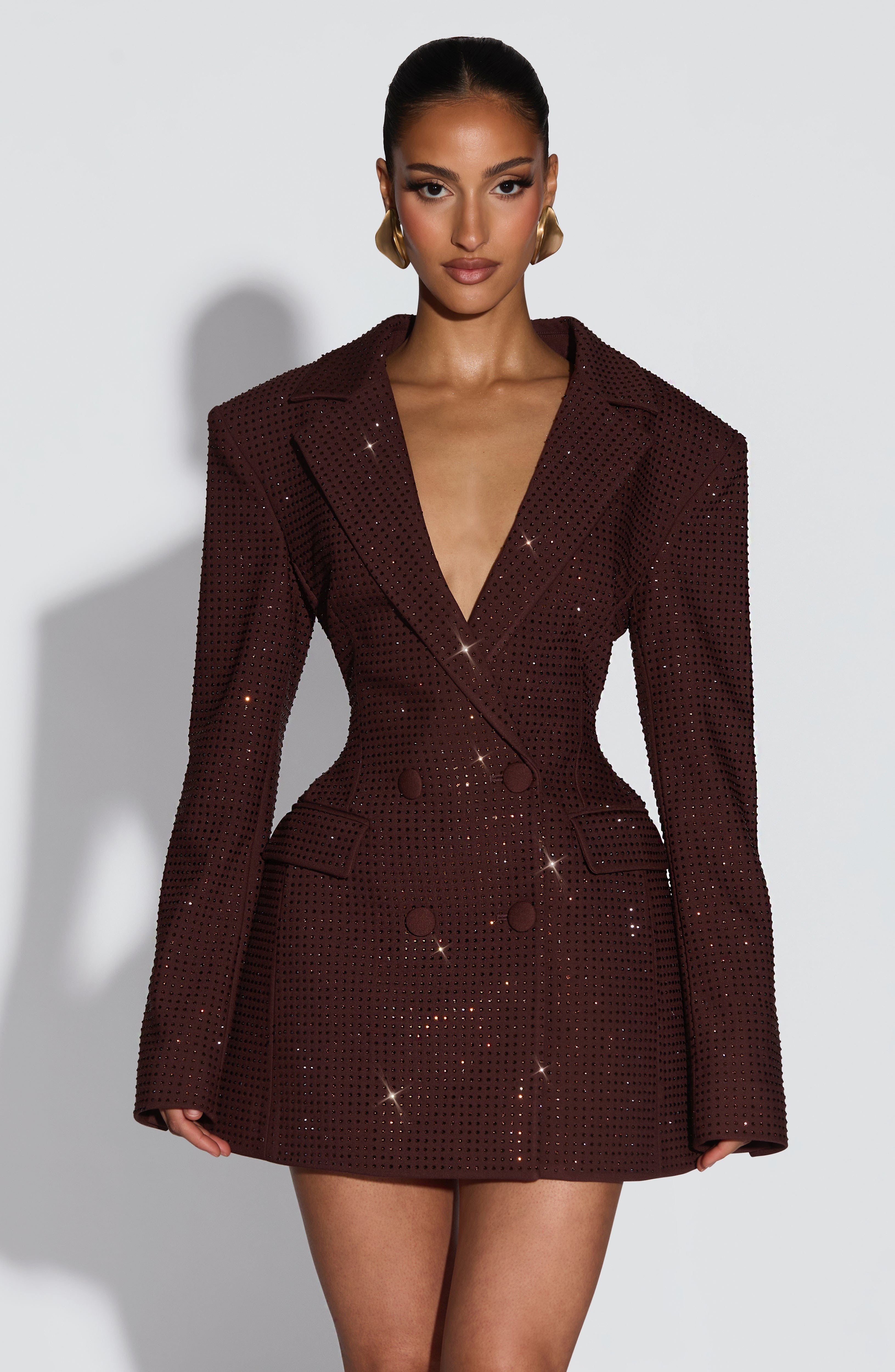 Elvira Mini Dress - Plum Brown Sparkle – image 3