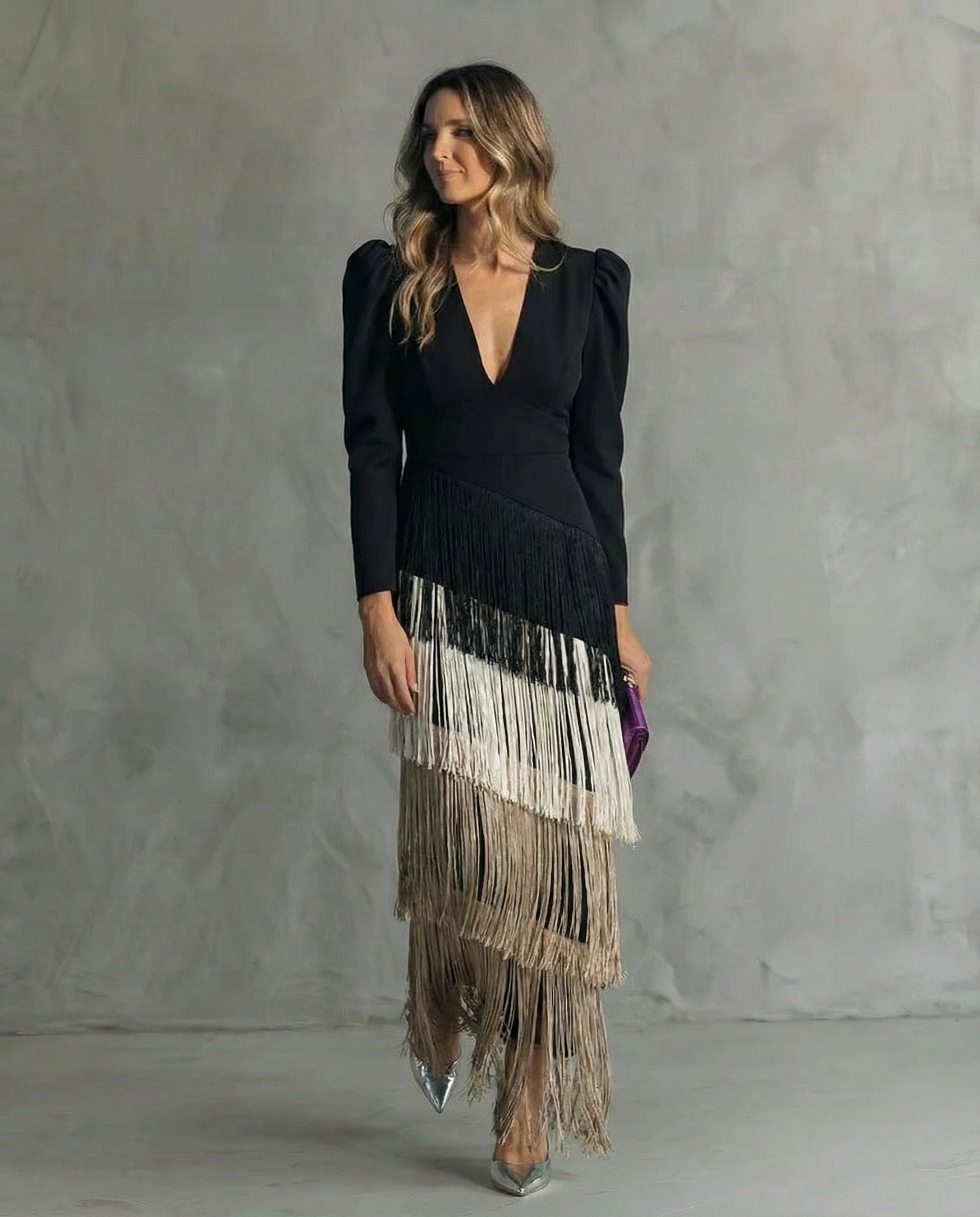 Chiara – Elegant Dress with Fringe Sleeves – image 5