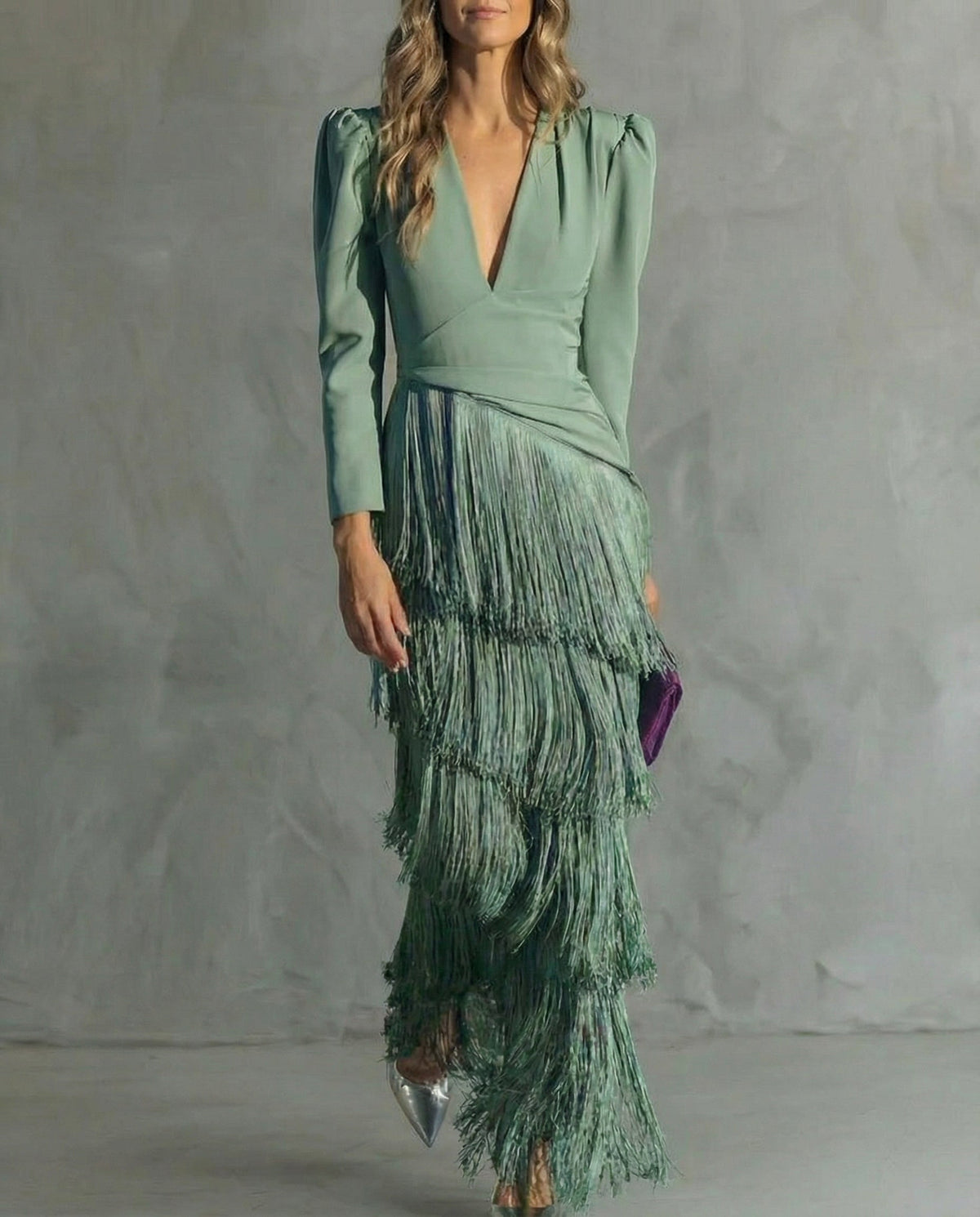 Chiara – Elegant Dress with Fringe Sleeves – image 1