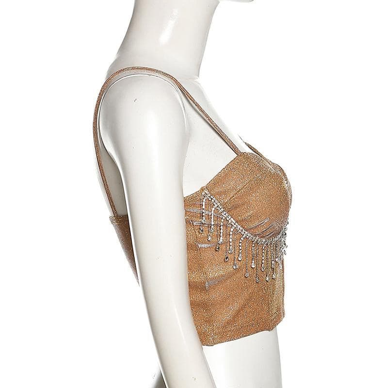 Tassel heart neck glitter cami crop top – image 7