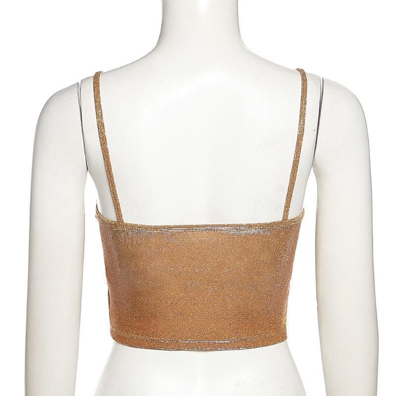 Tassel heart neck glitter cami crop top – image 8
