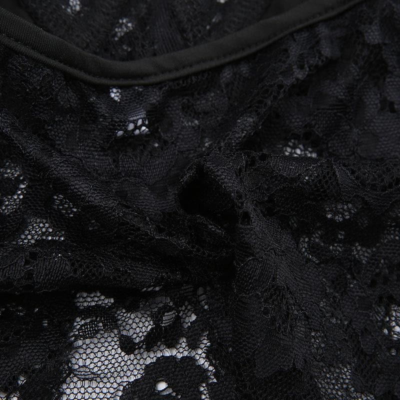 Lace slit v neck solid backless cami crop top – image 9