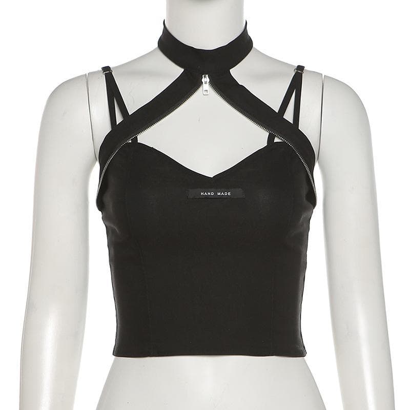Heart neck zip halter crop top – image 5