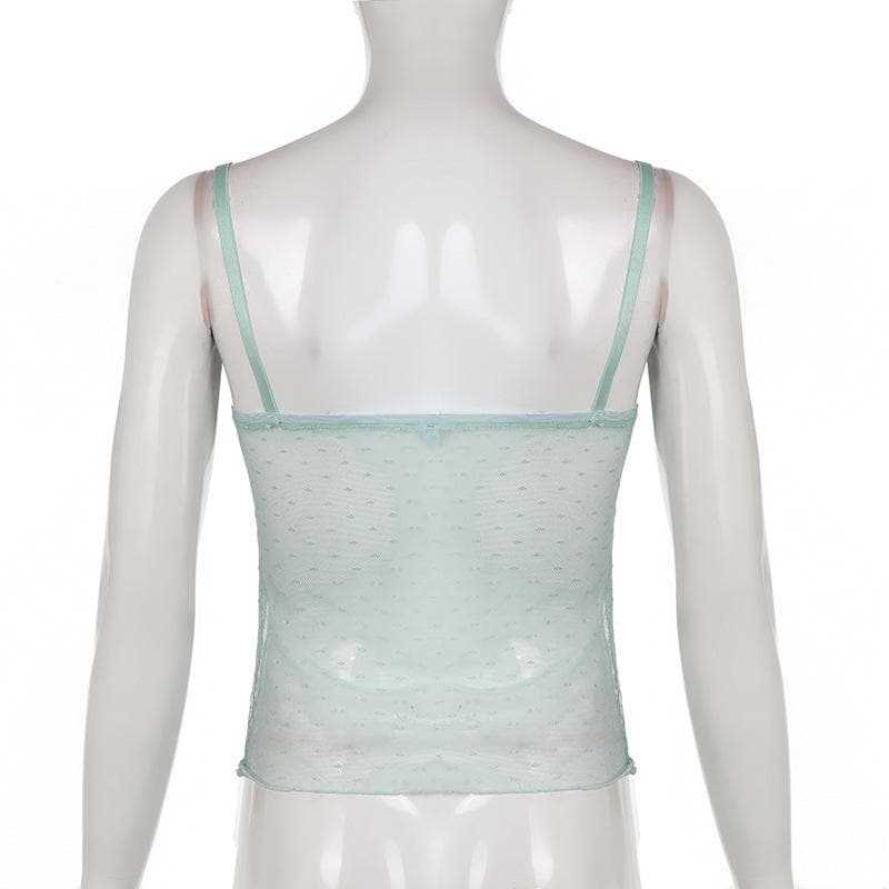 Hem lace mesh see through contrast cami top – image 7