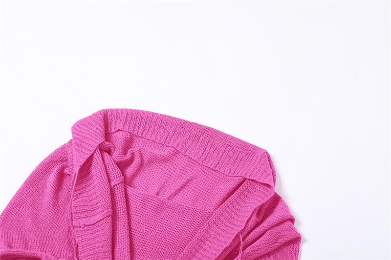 Solid sleeveless knitted stitch hoodie crop top – image 13