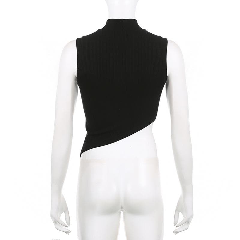 Star applique irregular sleeveless high neck crop top – image 3