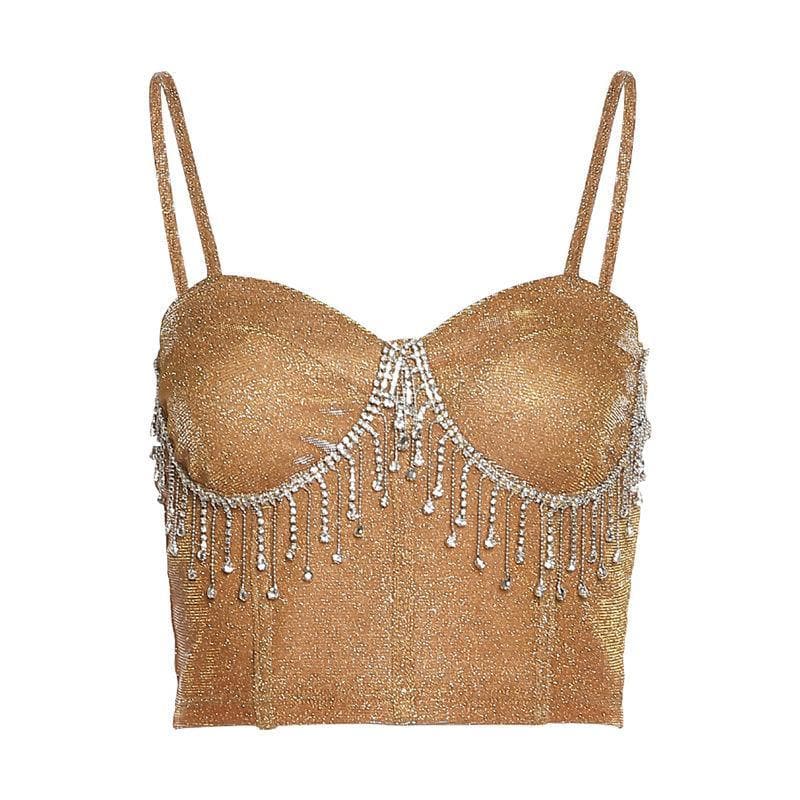 Tassel heart neck glitter cami crop top – image 5