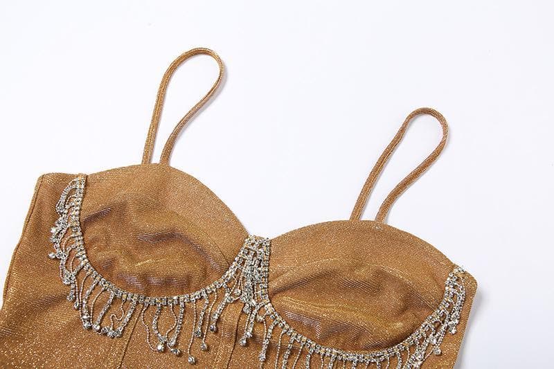 Tassel heart neck glitter cami crop top – image 9