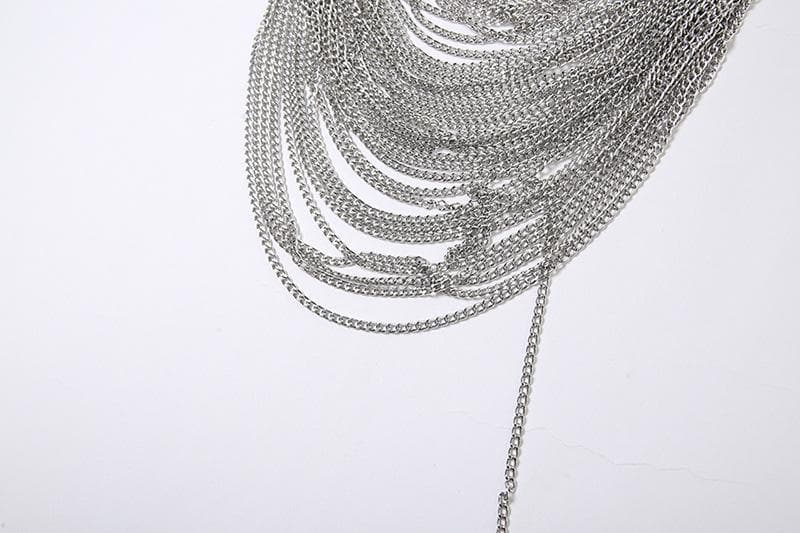 Metal chain see through o ring halter backless crop top – image 11
