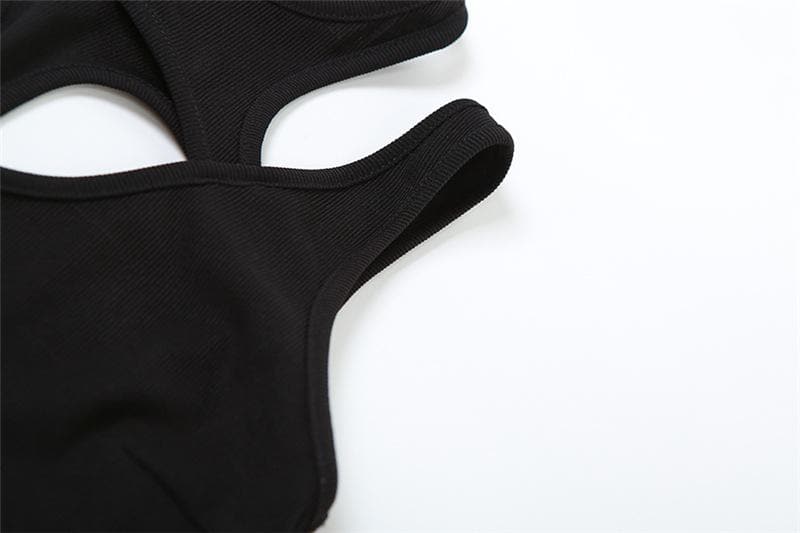 Hollow out sleeveless backless solid bodysuit – image 8