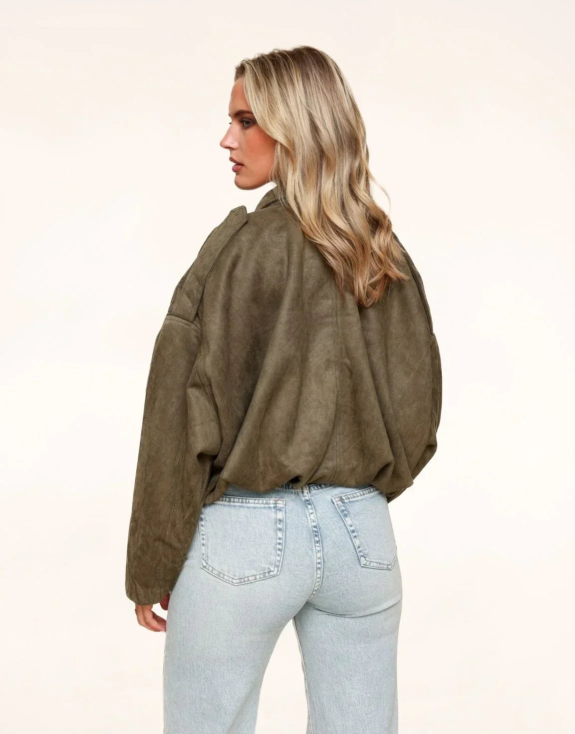 Khaki Suede Bomber Jacket – image 2